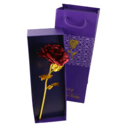 Fir de trandafir metalic 24 cm, in cutie de cadou