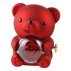 Cutie bijuterii Ursulet cu trandafir 13x16 cm, cu cutie de cadou