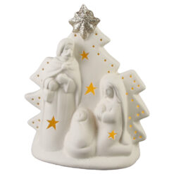 Decoratiune Sfanta Familie din ceramica, cu led, 14x17 CM, Betleem