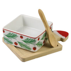 Bol cu lingurita si suport din bambus 9.5 CM, Serving Set