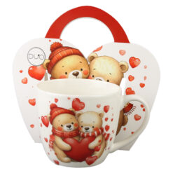 Cana portelan 460 ml, Ursuleti cu inimioare, in ambalaj decorativ