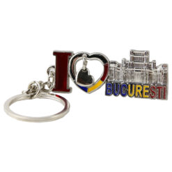 Breloc metalic cu deschizator sticle 6x2 cm, I love Bucuresti