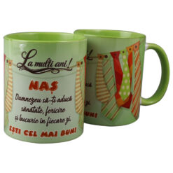 Cana ceramica "La multi ani! Nas...esti cel mai bun!", 330 ml, cravate