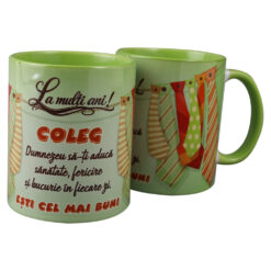 Cana ceramica "La multi ani! Coleg...esti cel mai bun!", 330 ml, cravate