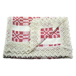Fata de masa artizanat 110x50 CM Crem/Rosu, 80 % bbc, 20 % acril