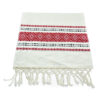 Stergar artizanal traditional 110x37 cm, Crem/rosu, cu franjuri
