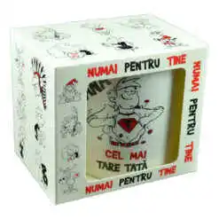 Cana ceramica 300 ml "Cel mai tare tata", in cutie decorativa - Funny Mug