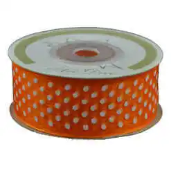 Rola panglica organza 25 mm x 20 m, Portocaliu cu buline albe