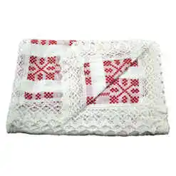 Fata de masa artizanat 110x50 CM Alb/Rosu, 80 % bbc, 20 % acril