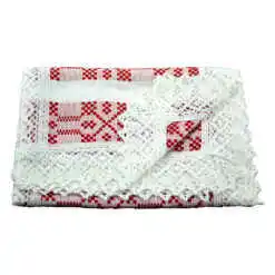 Fata de masa artizanat 90x45 CM Alb/Rosu, 80 % bbc, 20 % acril