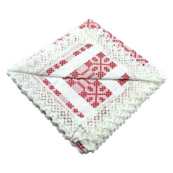 Fata de masa artizanat 100x100 CM Alb/Rosu, 80 % bbc, 20 % acril