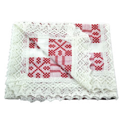 Fata de masa artizanat 75x45 CM Alb/Rosu, 80 % bbc, 20 % acril