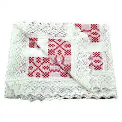 Fata de masa artizanat 75x45 CM Alb/Rosu, 80 % bbc, 20 % acril