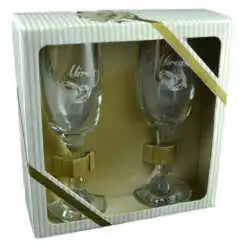 Set 2 pahare sampanie nunta "Mireasa/Mire", inele