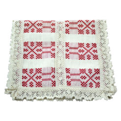 Servetel artizanat 45x25 CM Crem/Rosu, 80 % bbc, 20 % acril