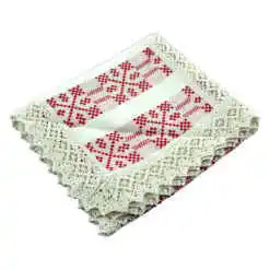 Fata de masa artizanat 75x45 Crem/Rosu, 80 % bbc, 20 % acril