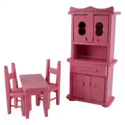 Set mobilier de bucatarie pentru copii, jucarie din lemn, 4 piese, roz