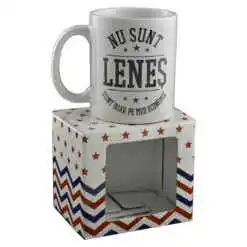 Cana ceramica Boss Mug 300 ml "Nu sunt lenes, sunt doar pe mod economic", in cutie decorativa