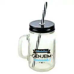 Cana cu paie tip borcan 450 ml - "Hihetetlen genjeim vannak!"