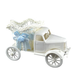 Suport din plastic pentru flori Masina, 23 CM, cu fundita