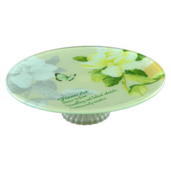 Platou pentru servire ralizat din sticla si dotat cu talpa - Design Flowers (Tip 1)