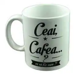 Cana ceramica Boss Mug 300 ml - "Ceai, cafea? Ce sa fie oare?"