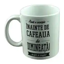 Cana ceramica Boss Mug 300 ml "Sunt scorpie. inainte de cafeaua de dimineata!... la fel si dupa", in cutie decorativa