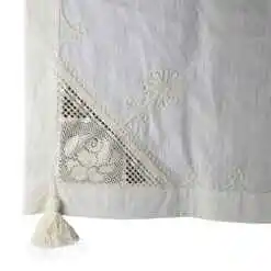 Alternative view of Fata de masa din bumbac, 120x140 CM, cu dantela trandafir si broderie