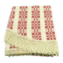 Fata de masa artizanat oval 160x120 CM Crem/Rosu, 80 % bbc, 20 % acril