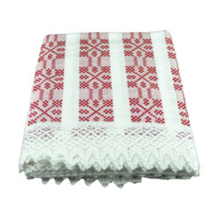 Fata de masa artizanat 140x120 CM Alb/Rosu, 80 % bbc, 20 % acril