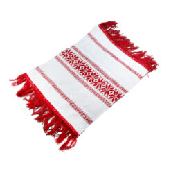 Servetel artizanal 50x37 cm, Alb/rosu