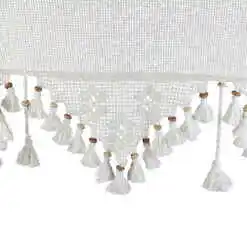 Perdea rustica din bumbac 140x180 CM, cu dantela si margele din lemn