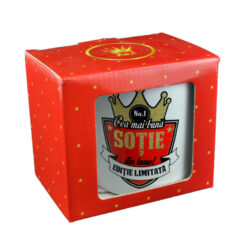 Cana ceramica Boss nr.1, 300 ml "Cea mai buna sotie din lume!", in cutie decorativa