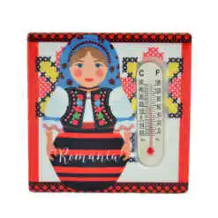 Alternative view of Magnet de frigider din ceramica cu termometru 8x8 CM, Port Popular