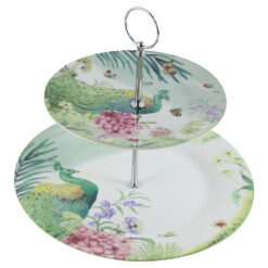 Platou etajat cu 2 nivele din ceramica "Paun", in cutie decorativa