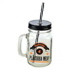 Cana cu paie tip borcan 450 ml - " Distractia e placerea mea!"