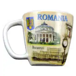 Magnet de frigider din ceramica Cana, Romania/Bucuresti 8 CM