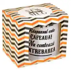 Cana ceramica Boss Mug 300 ml "Raspunsul este cafeaua!...", in cutie decorativa