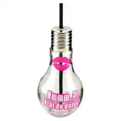 Sticla cu pai, forma bec "HMMM? Atat de dulce!", 9x22 CM