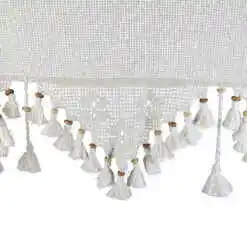 Perdea rustica din bumbac 160x180 CM, cu dantela si margele din lemn