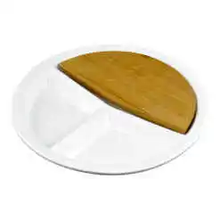 Tava realizata din ceramica cu capac din bambus - Design Contemporan