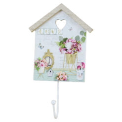 Cuier perete din lemn 13x23 CM, "Home/Love", casuta