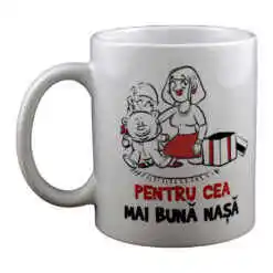 Cana ceramica 300 ml, "Cea mai buna nasa", in cutie decorativa - Funny Mug