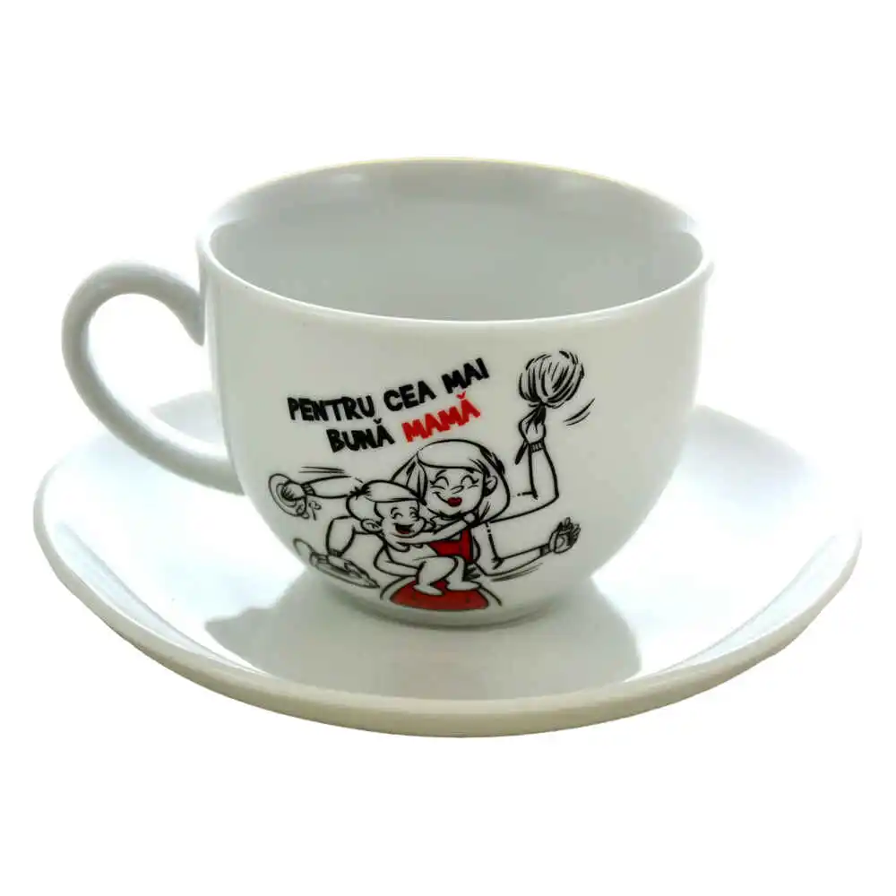 Ceasca cu farfurie din ceramica "Pentru cea mai buna mama"