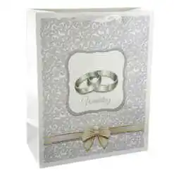 Punga cadou din hartie laminata 26x32 CM - Wedding/Inele