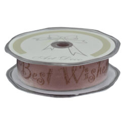Rola panglica din textil, "Best Wishes", 25 mm x 10 m, Roz