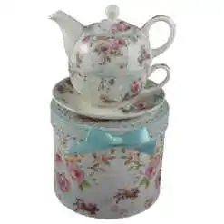 Set pentru ceai 3 piese realizate din ceramica - Design cu trandafiri