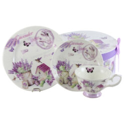 Set mic dejun 3 piese "Lavanda Casuta", in cutie decorativa