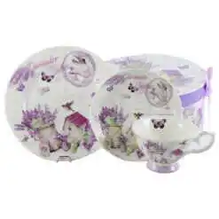 Set mic dejun 3 piese "Lavanda Casuta", in cutie decorativa