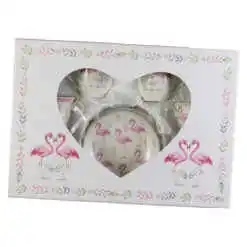 Alternative view of Set 6 cesti ceramica cu farfurioare 90 ml, Flamingo, cu cutie decorativa